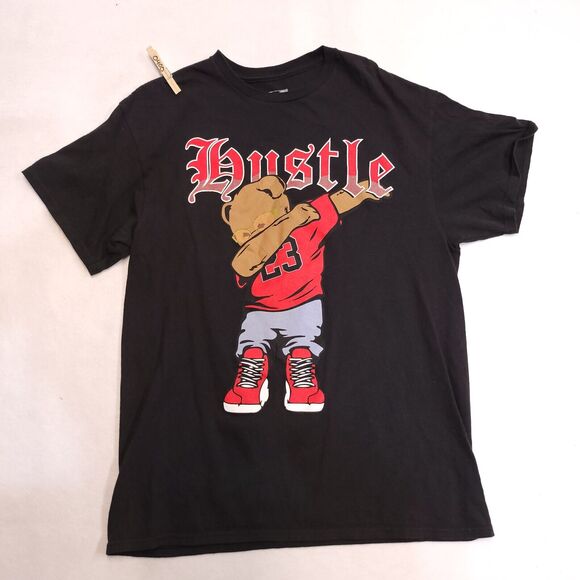 Hustle OG Crew Neck Casual Graphic Short Sleeve T-Shirt Mens Size L Black Red - Picture 2 of 9